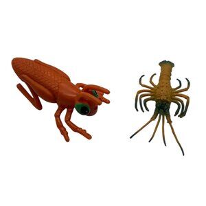 Vtg  Plastic Insect & Crustacean Figures 2.5" Grasshopper Crab Lobster Cake Top